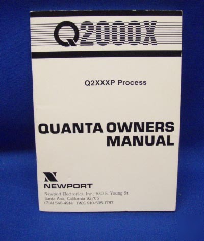 New port quanta Q2XXXP process owners manual