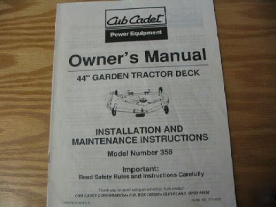 Cub cadet 44 inch garden tractor deck owners manual 358