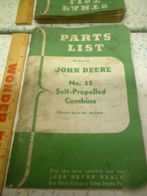 Deere no # 55 self propelled combine parts list manual 