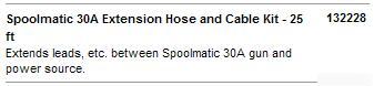 Miller 132228 spoolmatic 30A ext hose & cable kit -25FT