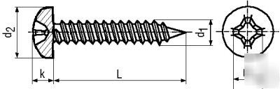 100PCS - phillips cross recessed pan head tapping screw