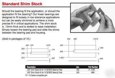 6 paks #6681 shim stock s-15 bearing pads (80/20 inc)