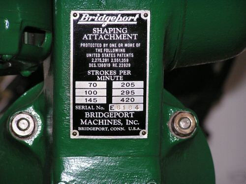 Bridgeport shaping attachment - excellent condition