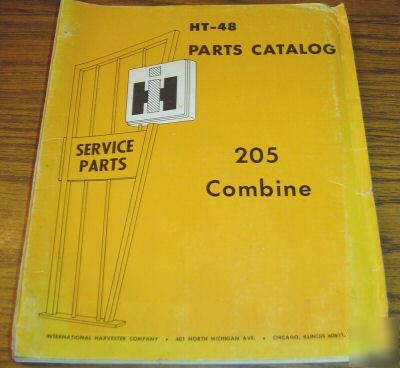 Ih 205 combine parts catalog book international book