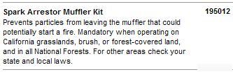 Miller 195012 spark arrestor muffler kit