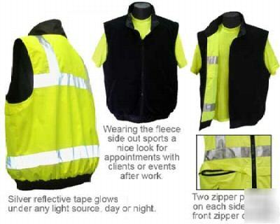 Hi-viz class ii lime green reversible vest - xxlg