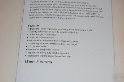 New fluke ts 19 test butt set - brand 