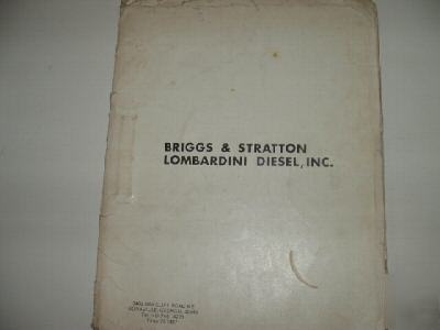 Workshop manual lombardini engines models 904, 914, L20